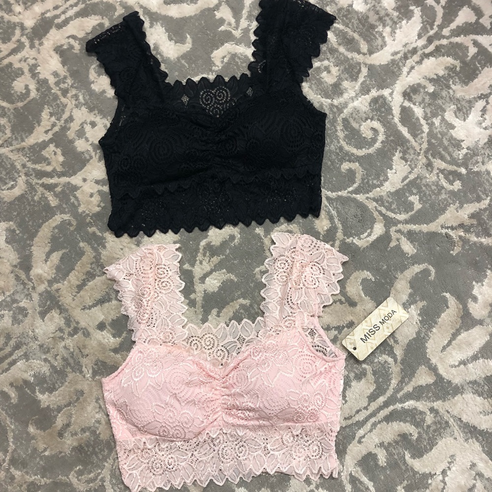 Pink and black crop tops